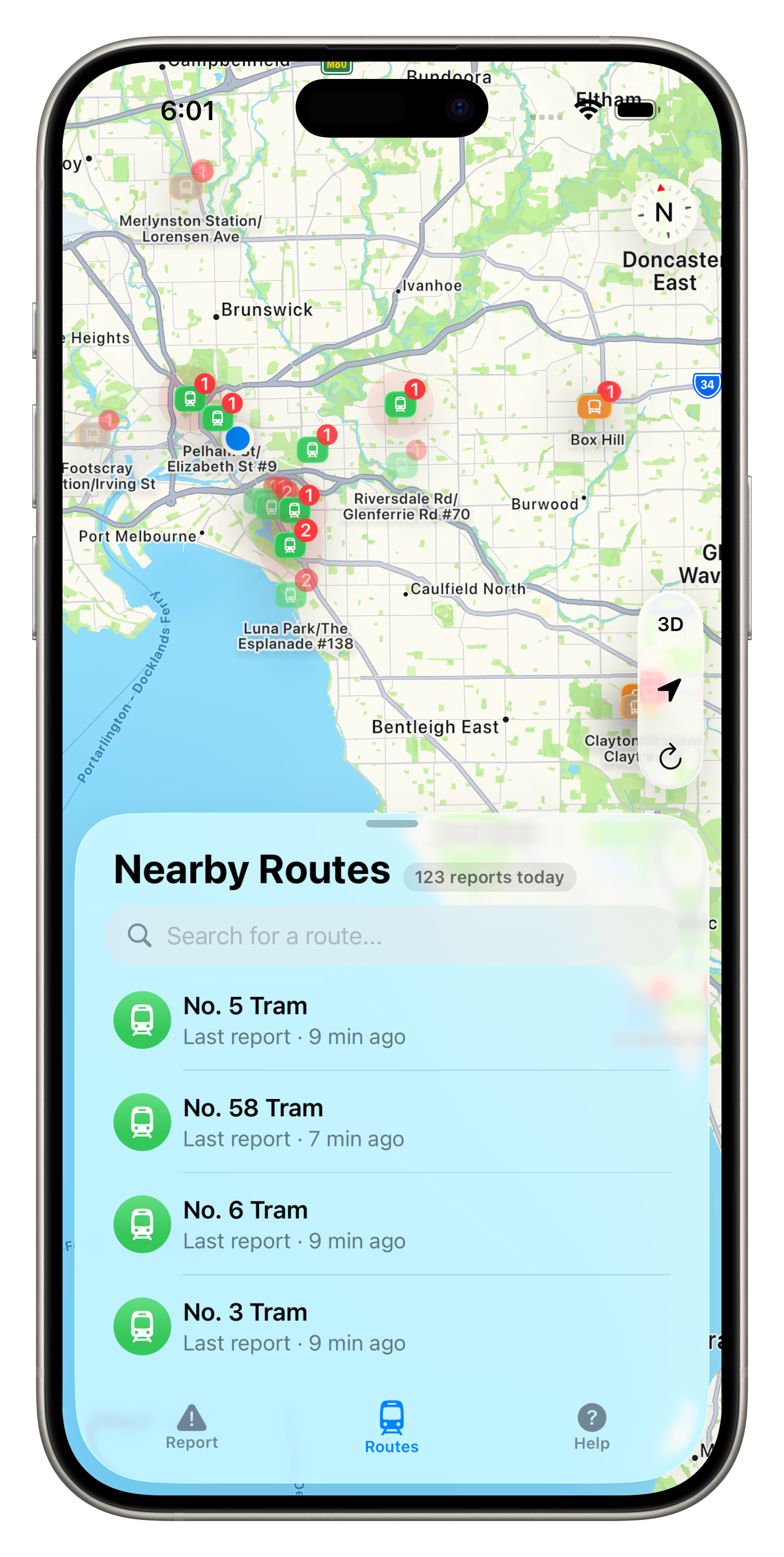 Live map of reports