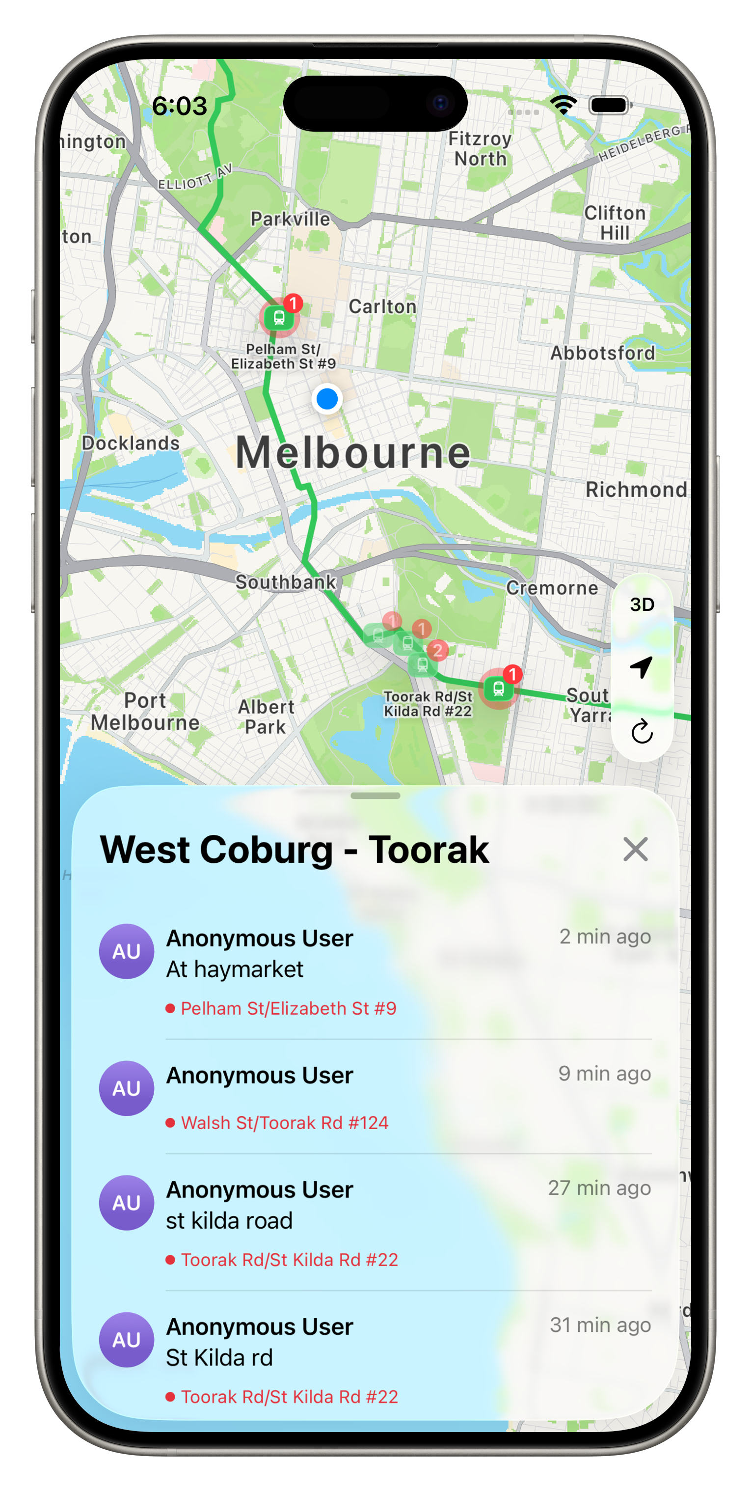Reports sourced from the Myki Inspector Alert Space